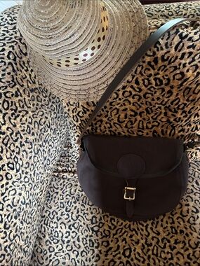 Duluth Trading Co Brown Crossbody Saddle Bag with Gold Buckle